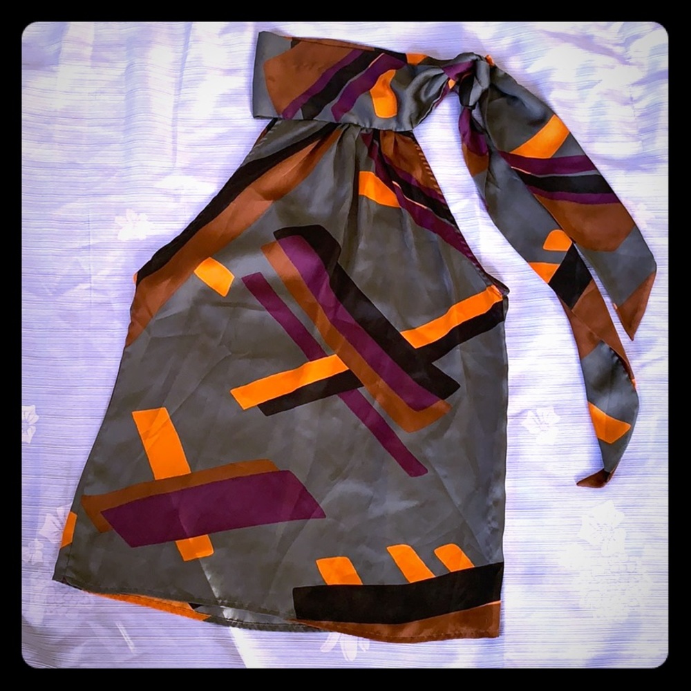 80’s Sleeveless Turtleneck Blouse w/necktie - Picture 1 of 3